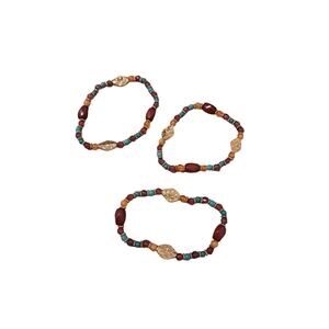 Beaded Bracelets Purple Blue Women's Set of 3